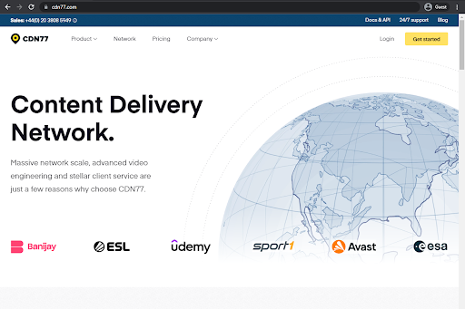 cdn77 landing page