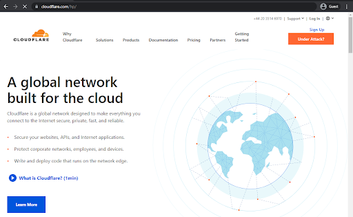 cloudflare landing page