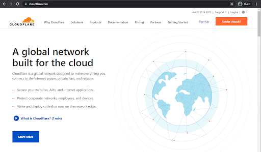 cloudflare landing page